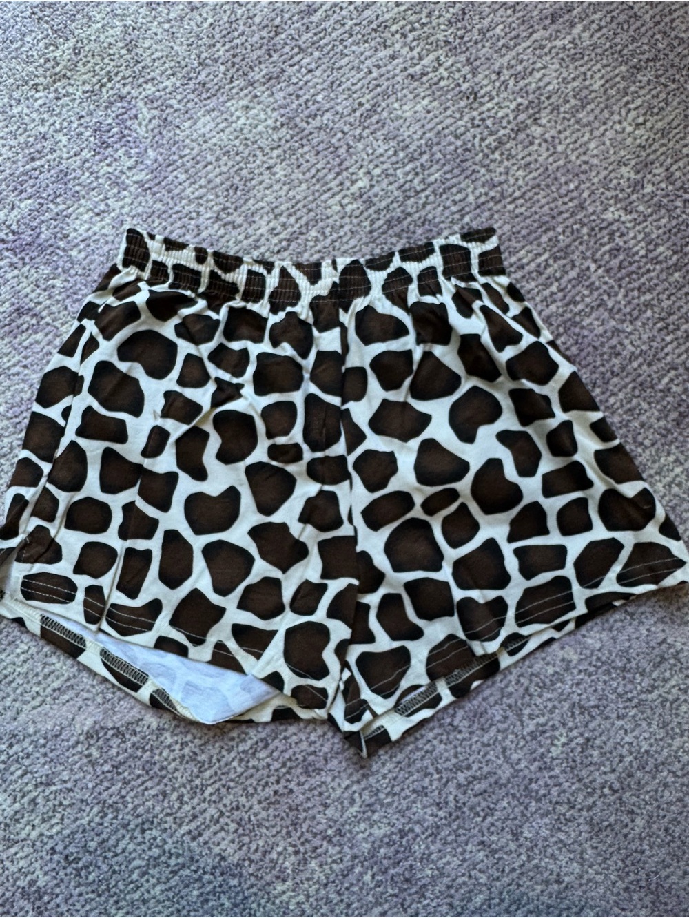 NEW Soffe Giraffe Print Shorts Brown Cream Animal Y2K Retro Size Large